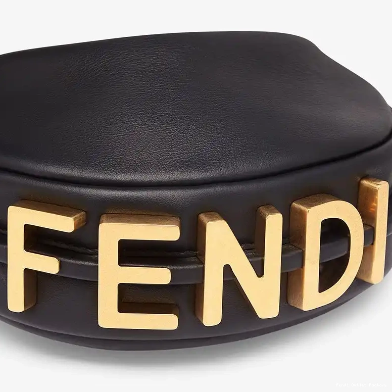 Vintage HOT Leather In Calf Hobo Fendi Black Nano Bag Fendigraphy 0618